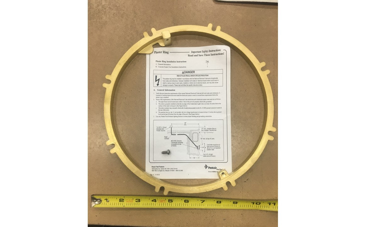 Brass Plaster Ring for Large Stainless-Steel Gunite Pool Niches