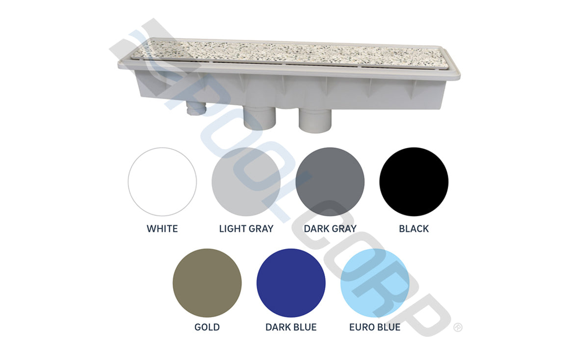Light Gray AVSC Dual Suction Pebble Top Channel Drain