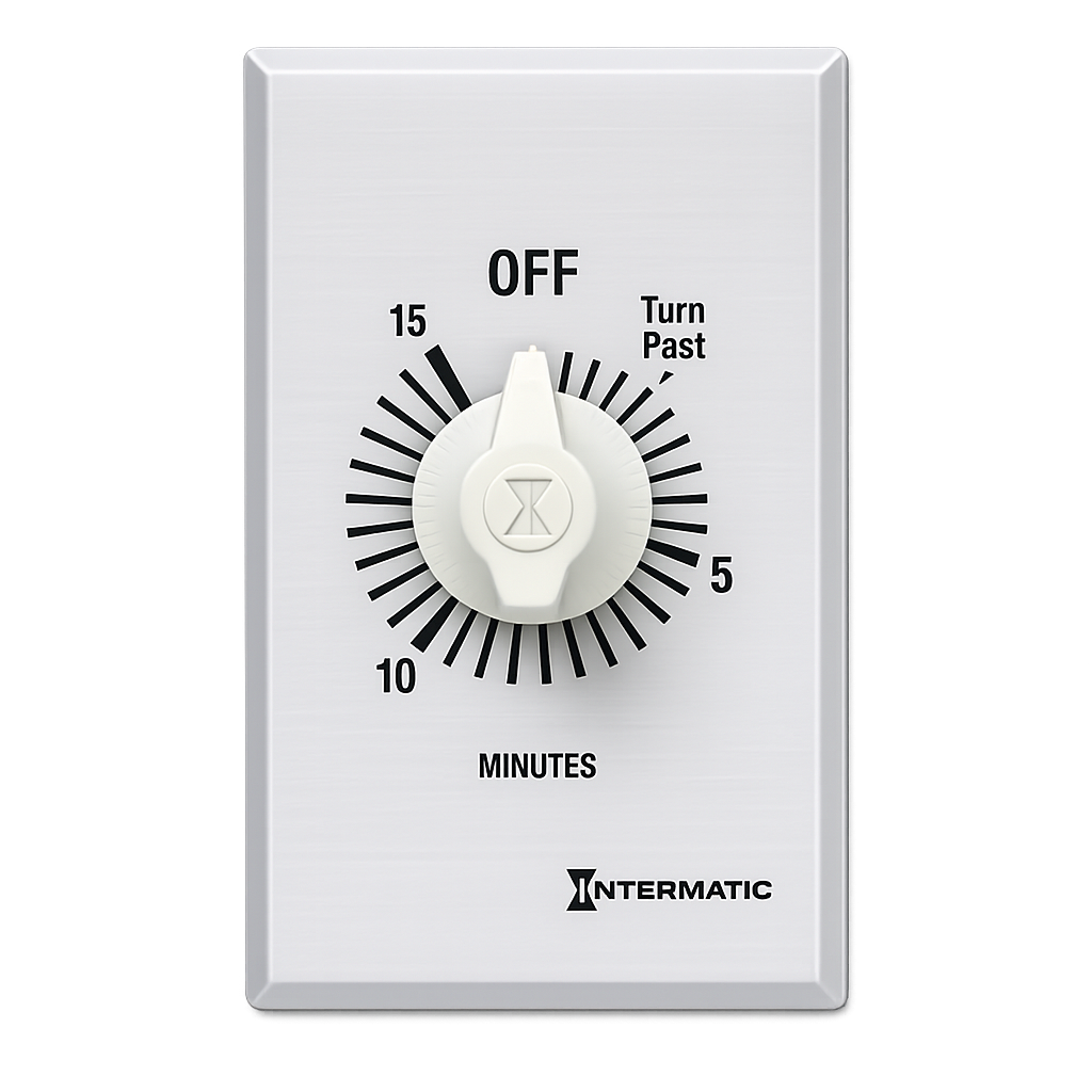 Intermatic FF Silver Spring Wound 15-Min Countdown Timer, 125–277V, 50/60Hz