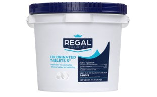 REGAL CHEMICALS 25 lb 3" Chlorinated Tab Unwrapped bucket