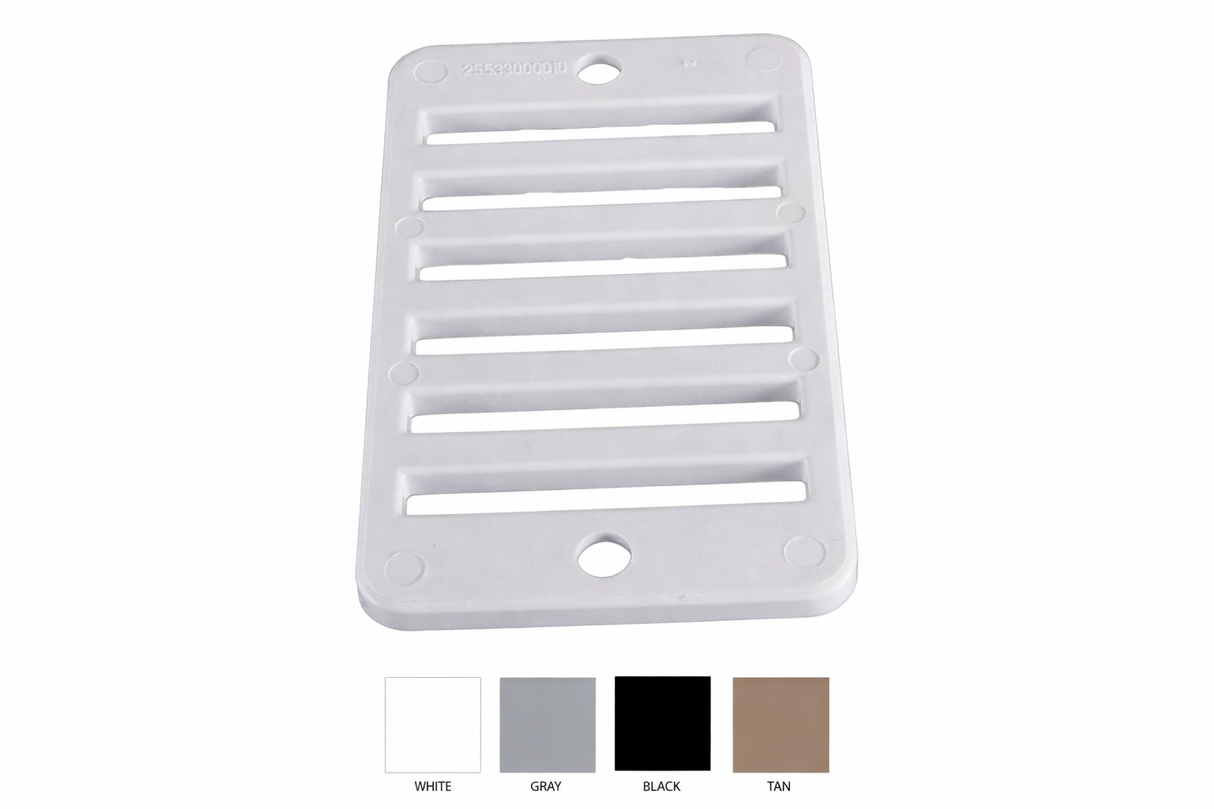 Super-Pro 2" x 4" Rectangular White Compact Deck Drain Cover Only