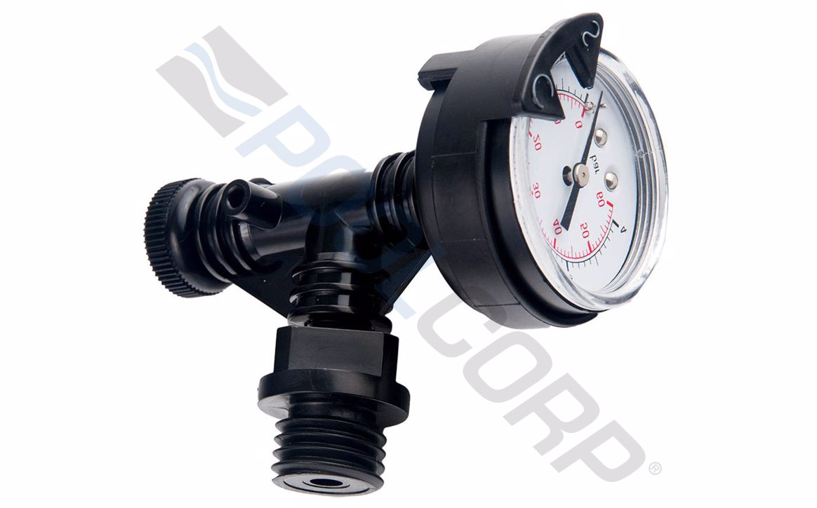 Black Air Release Tee Valve and Gauge