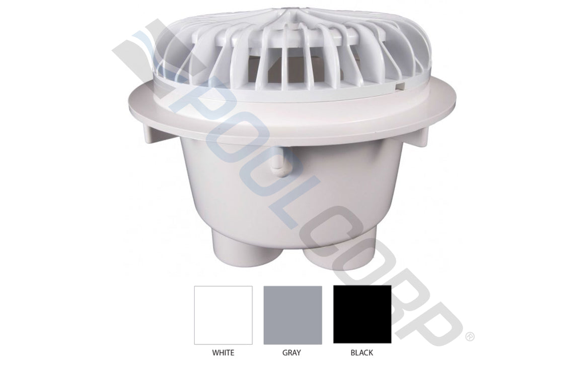 1-1/2" Socket x 2" Spigot White Nova 2-Port Main Drain with Bottom Port