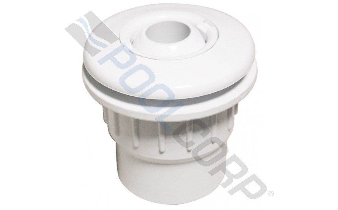 1-1/2" Socket x 2" Spigot White Fiberglass Wall Fitting and Flush Eyeball