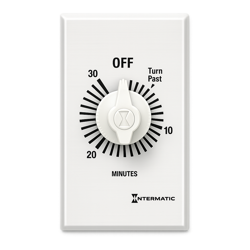 Intermatic FF Silver Spring Wound 30-Min Countdown Timer, 125–277V, 50/60Hz