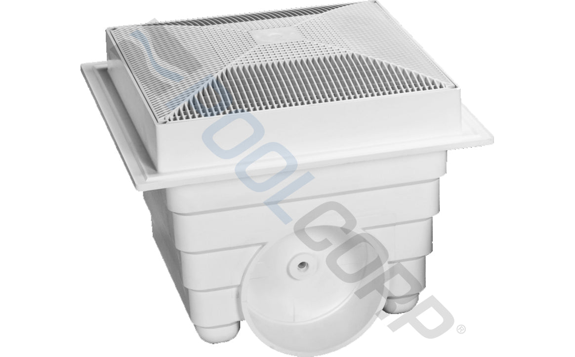 Lawson Aquatics 18" x 18" White PVC Super Sump Main Drain with Grate