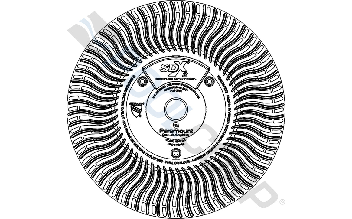 Light Grey SDX2 Safety Drain for Concrete Pools