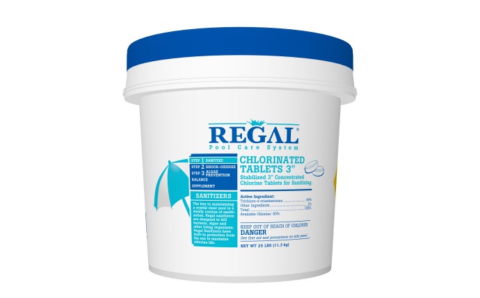 Regal Chemicals 25 lbs (11.34 L, 400 oz) 3" Chlorinated Tablets Unwrapped