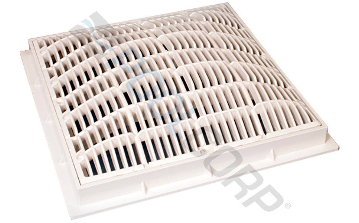 12" x 12" Square White Anti-Vortex Main Drain Frame & Grate