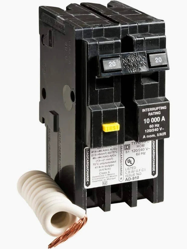 2 POLE 20 Amp GFCI Breaker HOMELINE